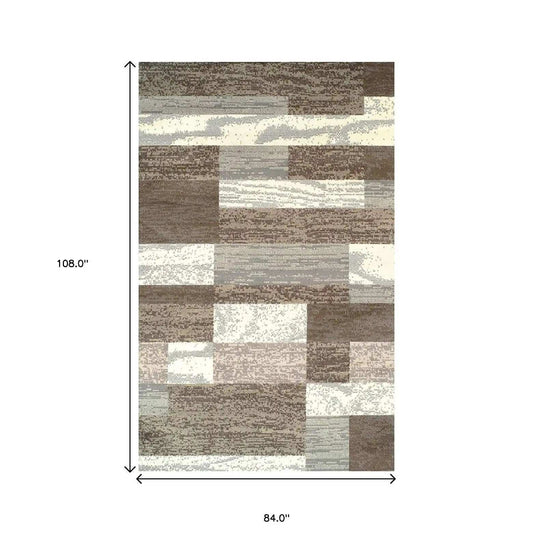 7' X 9' Light Blue And Ivory Patchwork Power Loom Stain Resistant Area Rug - Homeroots - Flyclothing LLC