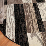 8' Round Chocolate Round Patchwork Power Loom Stain Resistant Area Rug - Homeroots - Flyclothing LLC