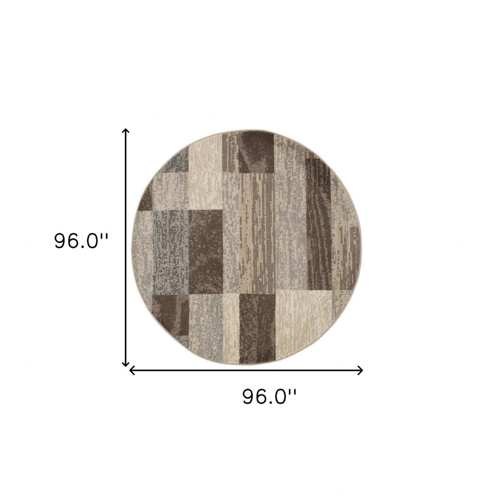 8' Round Slate Round Patchwork Power Loom Stain Resistant Area Rug - Homeroots - Flyclothing LLC