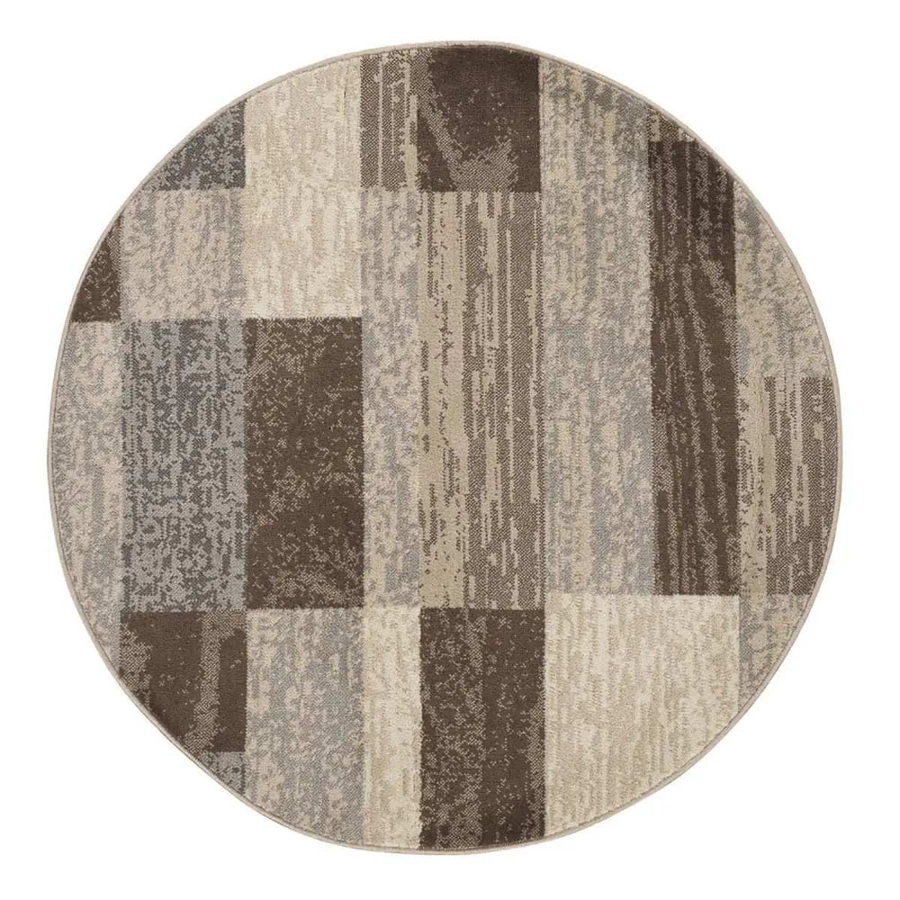 8' Round Slate Round Patchwork Power Loom Stain Resistant Area Rug - Homeroots - Flyclothing LLC