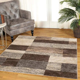 8' Square Slate Square Patchwork Power Loom Stain Resistant Area Rug - Homeroots - Flyclothing LLC