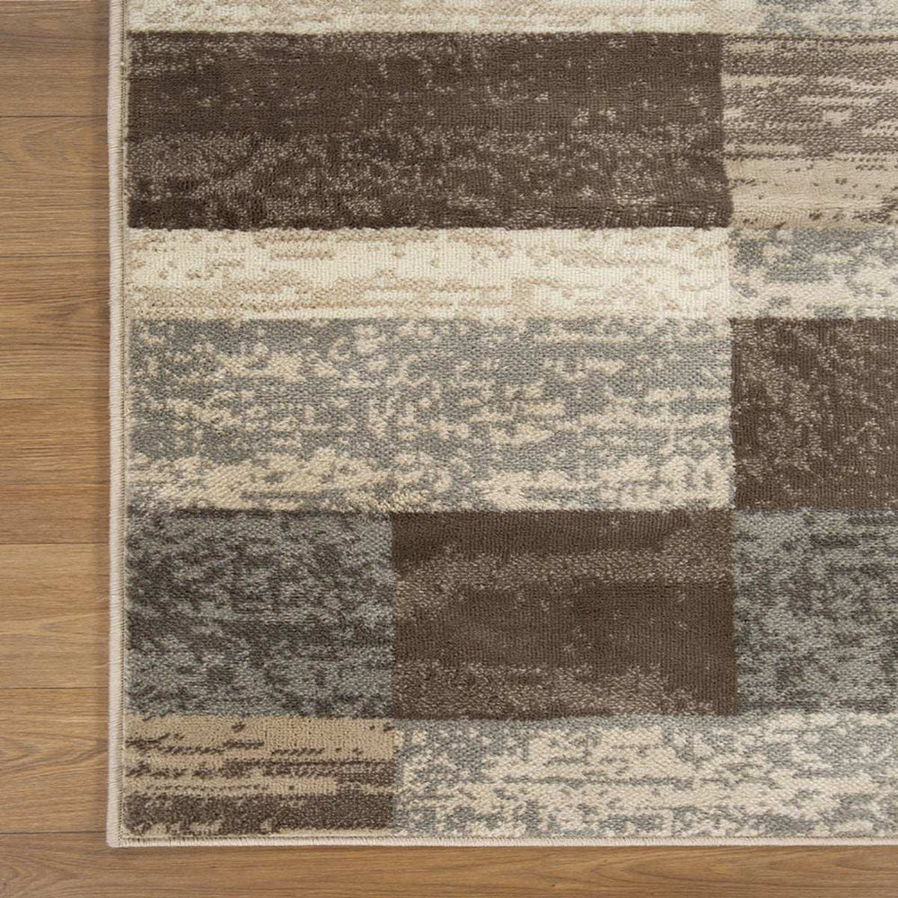 8' Square Slate Square Patchwork Power Loom Stain Resistant Area Rug - Homeroots - Flyclothing LLC