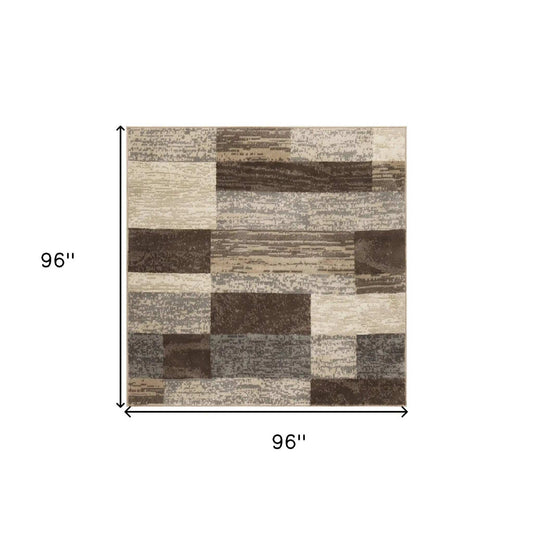 8' Square Slate Square Patchwork Power Loom Stain Resistant Area Rug - Homeroots - Flyclothing LLC