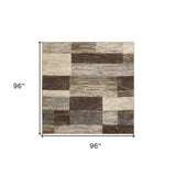 8' Square Slate Square Patchwork Power Loom Stain Resistant Area Rug - Homeroots - Flyclothing LLC