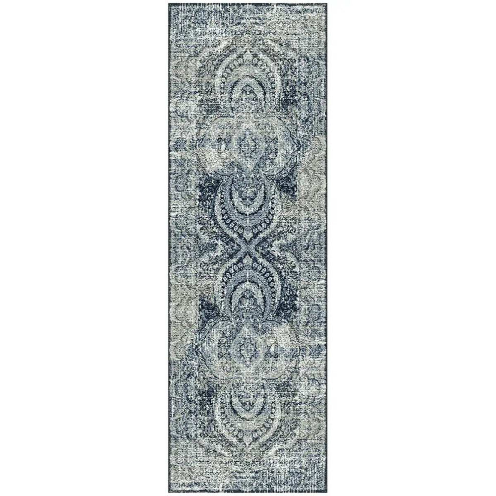 8' Taupe Abstract Power Loom Distressed Stain Resistant Runner Rug - Homeroots - Flyclothing LLC