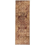 8' Maroon And Gold Abstract Power Loom Distressed Stain Resistant Runner Rug - Homeroots - Flyclothing LLC
