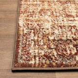 8' Maroon And Gold Abstract Power Loom Distressed Stain Resistant Runner Rug - Homeroots - Flyclothing LLC