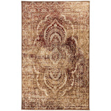 6' X 9' Maroon And Gold Abstract Power Loom Distressed Stain Resistant Area Rug - Homeroots - Flyclothing LLC