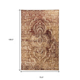 6' X 9' Maroon And Gold Abstract Power Loom Distressed Stain Resistant Area Rug - Homeroots - Flyclothing LLC