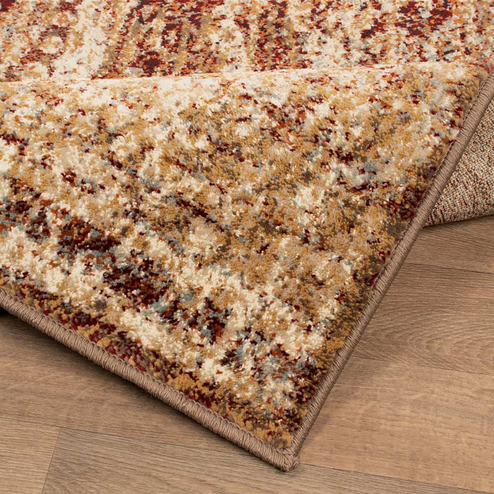 9' X 12' Maroon And Gold Abstract Power Loom Distressed Stain Resistant Area Rug - Homeroots - Flyclothing LLC