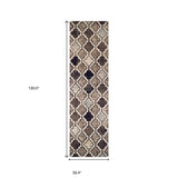 10' Ivory Quatrefoil Power Loom Distressed Stain Resistant Runner Rug - Homeroots - Flyclothing LLC