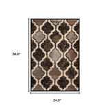 2' X 3' Chocolate Quatrefoil Power Loom Distressed Stain Resistant Area Rug - Homeroots - Flyclothing LLC