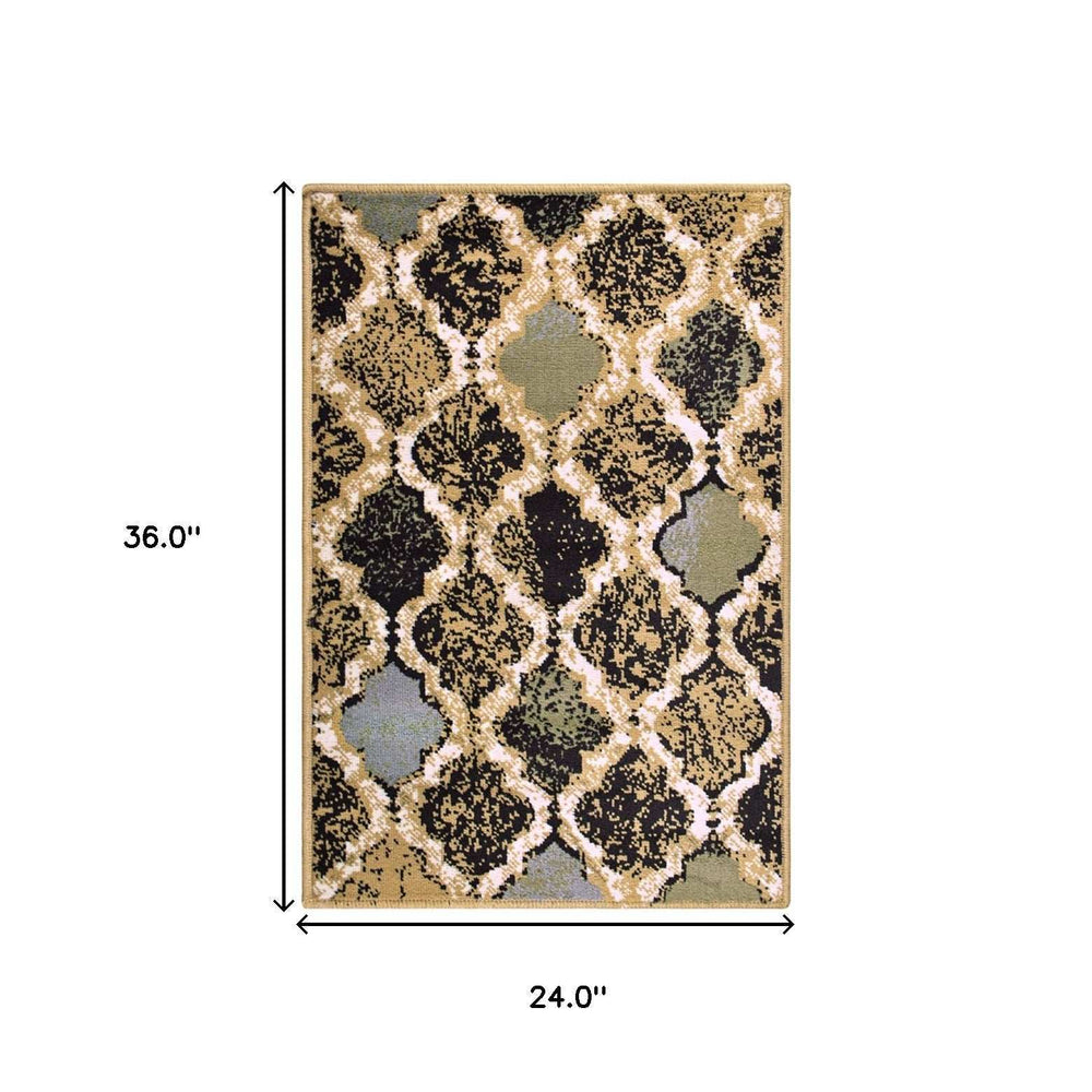 2' X 3' Multi Color Quatrefoil Power Loom Distressed Stain Resistant Area Rug - Homeroots - Flyclothing LLC