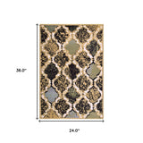 2' X 3' Multi Color Quatrefoil Power Loom Distressed Stain Resistant Area Rug - Homeroots - Flyclothing LLC