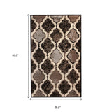 3' X 5' Chocolate Quatrefoil Power Loom Distressed Stain Resistant Area Rug - Homeroots - Flyclothing LLC