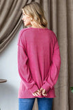 Heimish Ribbed Exposed Seam Long Sleeve T-Shirt - Trendsi - Flyclothing LLC