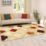 5' X 8' Beige Quatrefoil Power Loom Distressed Stain Resistant Area Rug - Homeroots - Flyclothing LLC