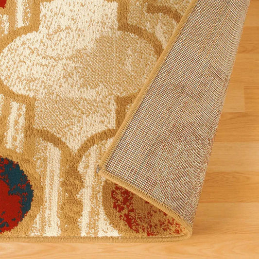 5' X 8' Beige Quatrefoil Power Loom Distressed Stain Resistant Area Rug - Homeroots - Flyclothing LLC