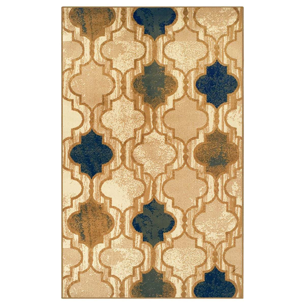 5' X 8' Cream Quatrefoil Power Loom Distressed Stain Resistant Area Rug - Homeroots - Flyclothing LLC