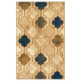 5' X 8' Cream Quatrefoil Power Loom Distressed Stain Resistant Area Rug - Homeroots - Flyclothing LLC