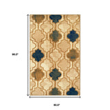 5' X 8' Cream Quatrefoil Power Loom Distressed Stain Resistant Area Rug - Homeroots - Flyclothing LLC