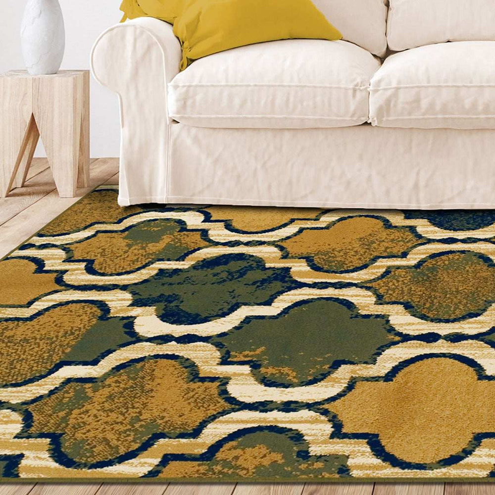 8' X 10' Green Quatrefoil Power Loom Distressed Stain Resistant Area Rug - Homeroots - Flyclothing LLC