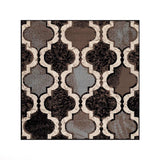 8' Square Chocolate Square Quatrefoil Power Loom Distressed Stain Resistant Area Rug - Homeroots - Flyclothing LLC