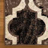 8' Square Ivory Square Quatrefoil Power Loom Distressed Stain Resistant Area Rug - Homeroots - Flyclothing LLC