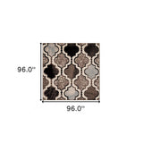 8' Square Ivory Square Quatrefoil Power Loom Distressed Stain Resistant Area Rug - Homeroots - Flyclothing LLC