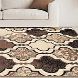 9' X 12' Ivory Quatrefoil Power Loom Distressed Stain Resistant Area Rug - Homeroots - Flyclothing LLC