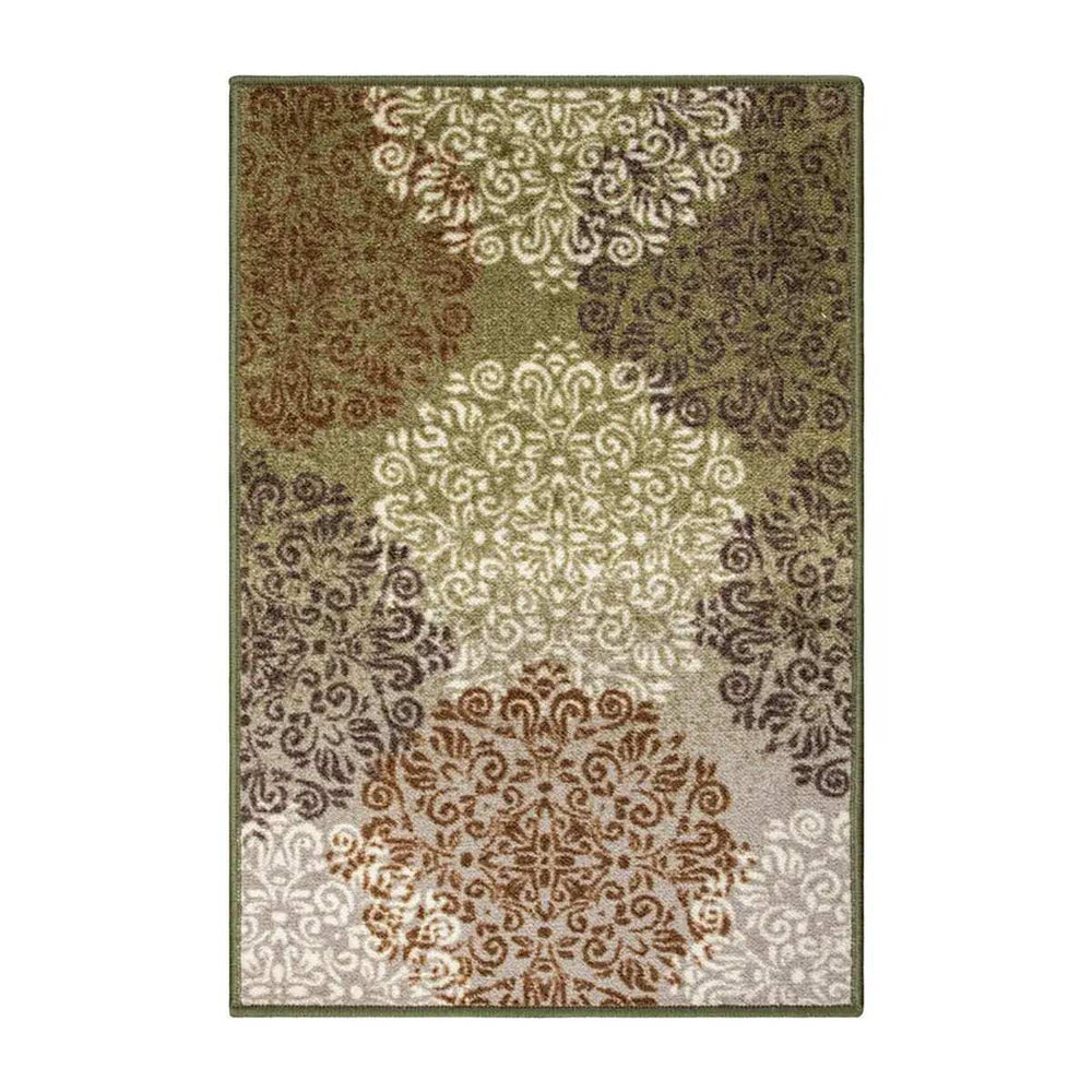 2' X 3' Greens And Browns Floral Power Loom Non Skid Area Rug - Homeroots - Flyclothing LLC