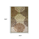 2' X 3' Greens And Browns Floral Power Loom Non Skid Area Rug - Homeroots - Flyclothing LLC