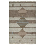 5' X 8' Grey Geometric Flatweave Handmade Stain Resistant Area Rug With Fringe - Homeroots - Flyclothing LLC