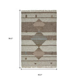 5' X 8' Grey Geometric Flatweave Handmade Stain Resistant Area Rug With Fringe - Homeroots - Flyclothing LLC
