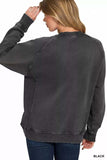 Zenana Acid Washed Fleece Sweatshirt with Side Rib - Trendsi - Flyclothing LLC