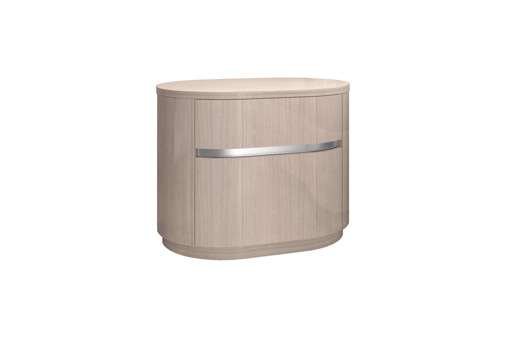 22" Beige Two Drawer Oval Nightstand - Homeroots - Flyclothing LLC