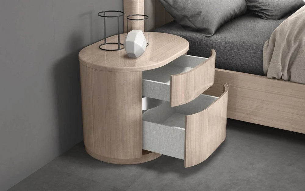 22" Beige Two Drawer Oval Nightstand - Homeroots - Flyclothing LLC