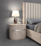 22" Beige Two Drawer Oval Nightstand - Homeroots - Flyclothing LLC