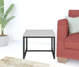 15" Black And White Stone And Metal Square End Table - Homeroots