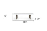 95" White And Gray Stainless Steel Dining Table - Homeroots - Flyclothing LLC