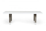 95" White And Gray Stainless Steel Dining Table - Homeroots - Flyclothing LLC