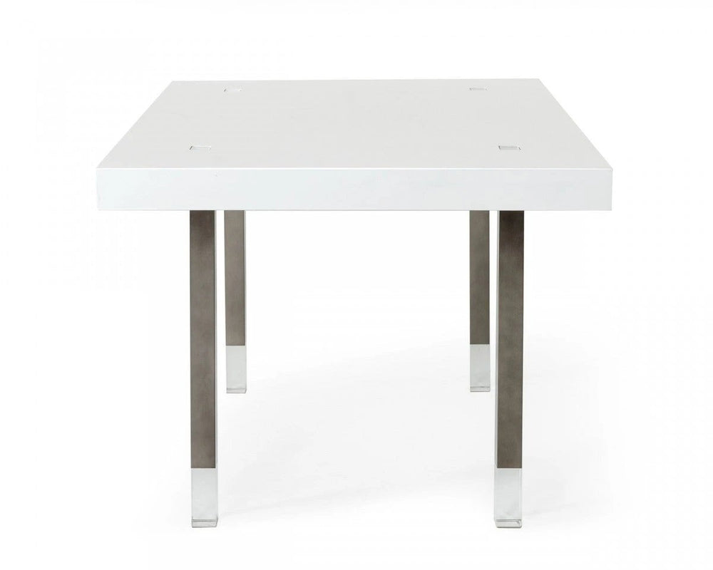 95" White And Gray Stainless Steel Dining Table - Homeroots - Flyclothing LLC
