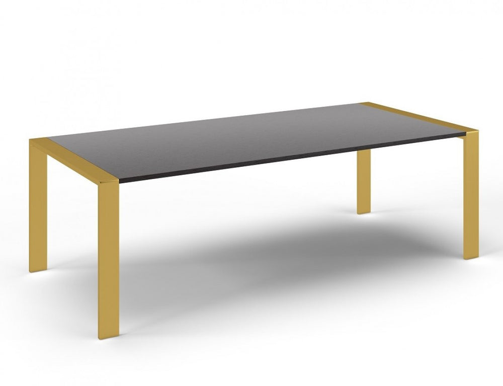 95" Gray And Brass Stainless Steel Dining Table - Homeroots - Flyclothing LLC