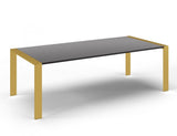 95" Gray And Brass Stainless Steel Dining Table - Homeroots - Flyclothing LLC