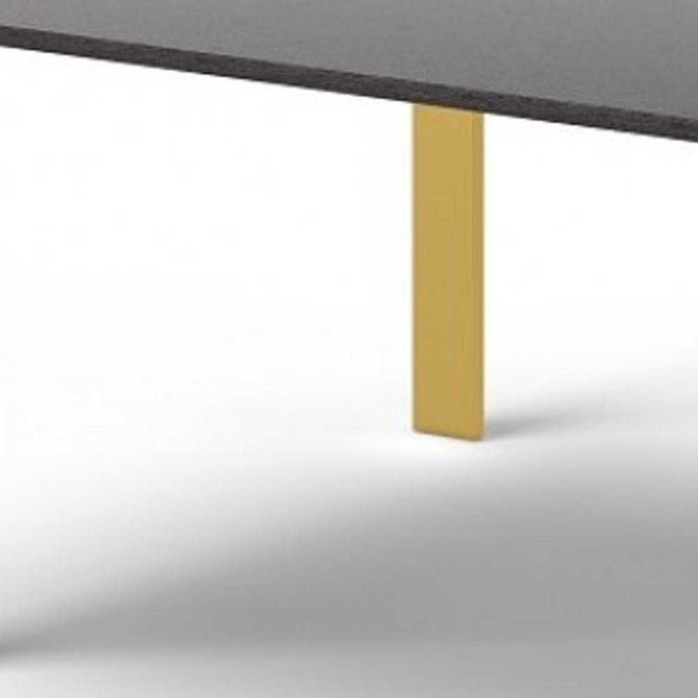 95" Gray And Brass Stainless Steel Dining Table - Homeroots - Flyclothing LLC