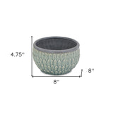 8" Aqua Textural Tone On Tone Ceramic Indoor Outdoor Round Pot Planter - Homeroots - Flyclothing LLC