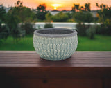 8" Aqua Textural Tone On Tone Ceramic Indoor Outdoor Round Pot Planter - Homeroots - Flyclothing LLC