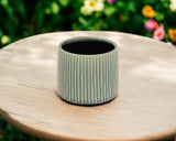 6" Green Striped Ceramic Indoor Outdoor Round Pot Planter - Homeroots - Flyclothing LLC