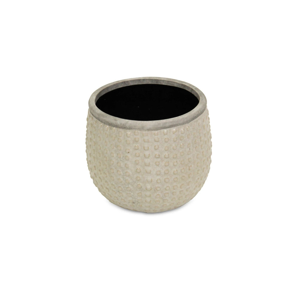 6" Beige Dot Ceramic Indoor Outdoor Round Pot Planter - Homeroots - Flyclothing LLC