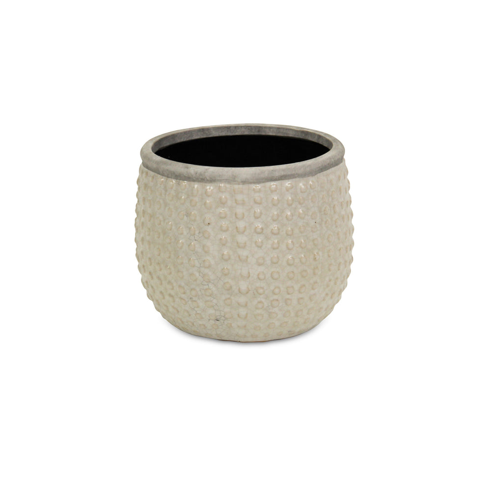 6" Beige Dot Ceramic Indoor Outdoor Round Pot Planter - Homeroots - Flyclothing LLC